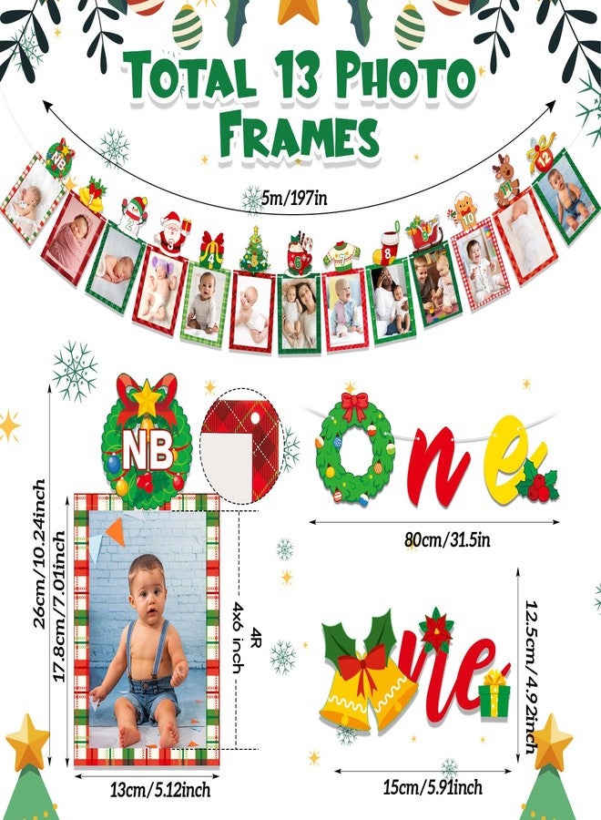 ايباك لافتة صور لتزيين عيد الميلاد الأول من إيباخ، مناسبة للأطفال من حديثي الولادة حتى عمر 12 شهرًا، تتضمن لافتة واحدة وزينة للكيك، بتصميم بابا نويل ورجل الثلج وخبز الزنجبيل، مثالية للأطفال الصغار. زينة عيد ميلاد "ما أجمل أن تكون في عامك الأول!" - Image 2